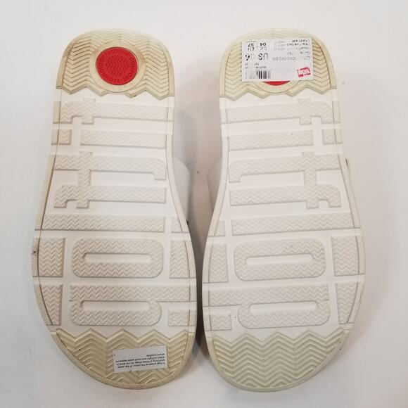 FitFlop Women's HE8194 GEN-FF Two- Bar Leather Slides Sandals White Size 37 - Picture 9 of 10